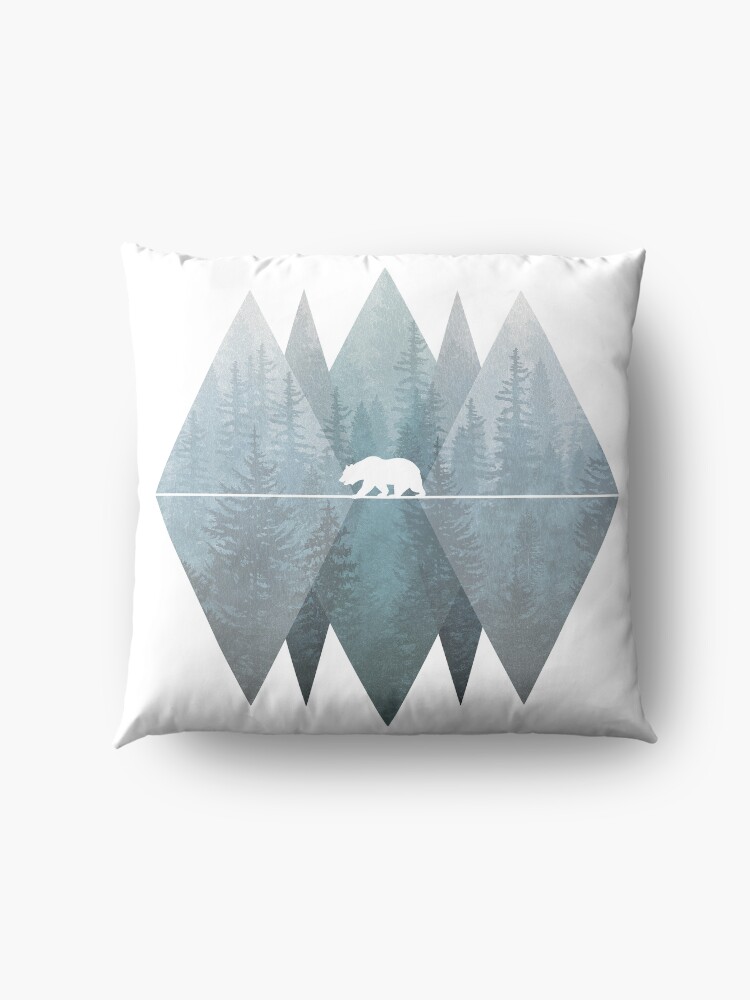Alternate view of Misty Forest Mountain Bear Floor Pillow