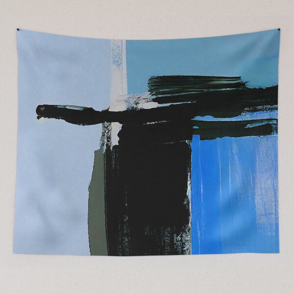 Item preview, Blue, Azure, Aqua And Black Modern Abstract Painting designed and sold by DEC02.