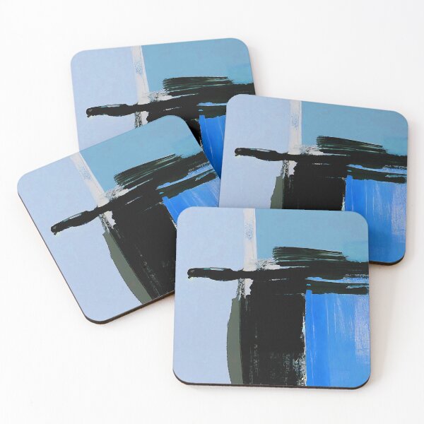 Item preview, Blue, Azure, Aqua And Black Modern Abstract Painting designed and sold by DEC02.