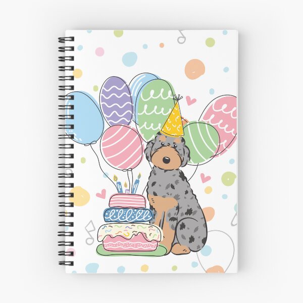 Item preview, Blue Merle Tan Aussiedoodle Aussie Doodle Dog Birthday Party designed and sold by Lulupainting.