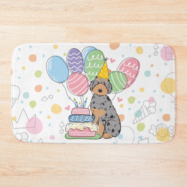 Item preview, Blue Merle Tan Aussiedoodle Aussie Doodle Dog Birthday Party designed and sold by Lulupainting.
