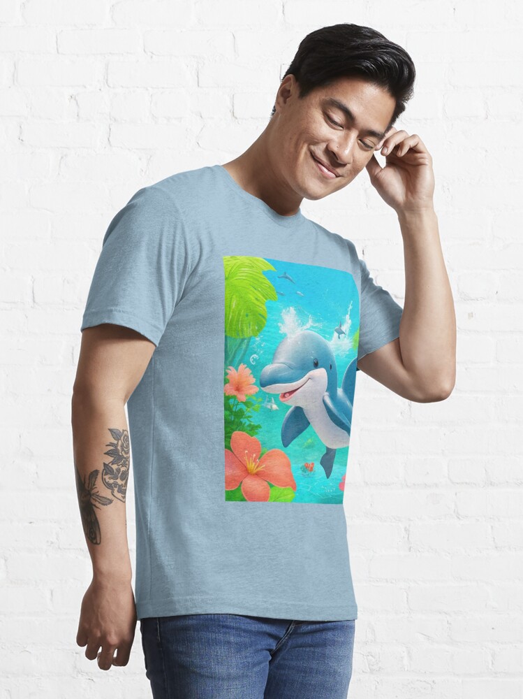 Cartoon Cute Dolphin Ocean Essential T-Shirt for Sale by SanmanWorld