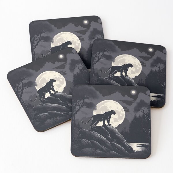 Item preview, Panther Cat in Shadow, Full Moon, Lake designed and sold by BirdsnStuff.