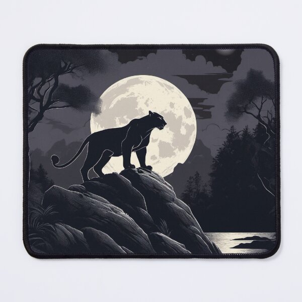 Item preview, Panther Cat in Shadow, Full Moon, Lake designed and sold by BirdsnStuff.