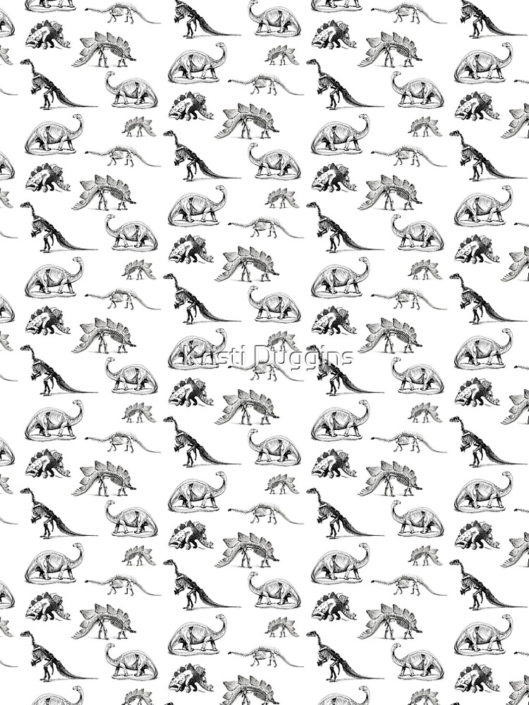 Vintage Museum Dinosaurs | Black and White by BohoBear