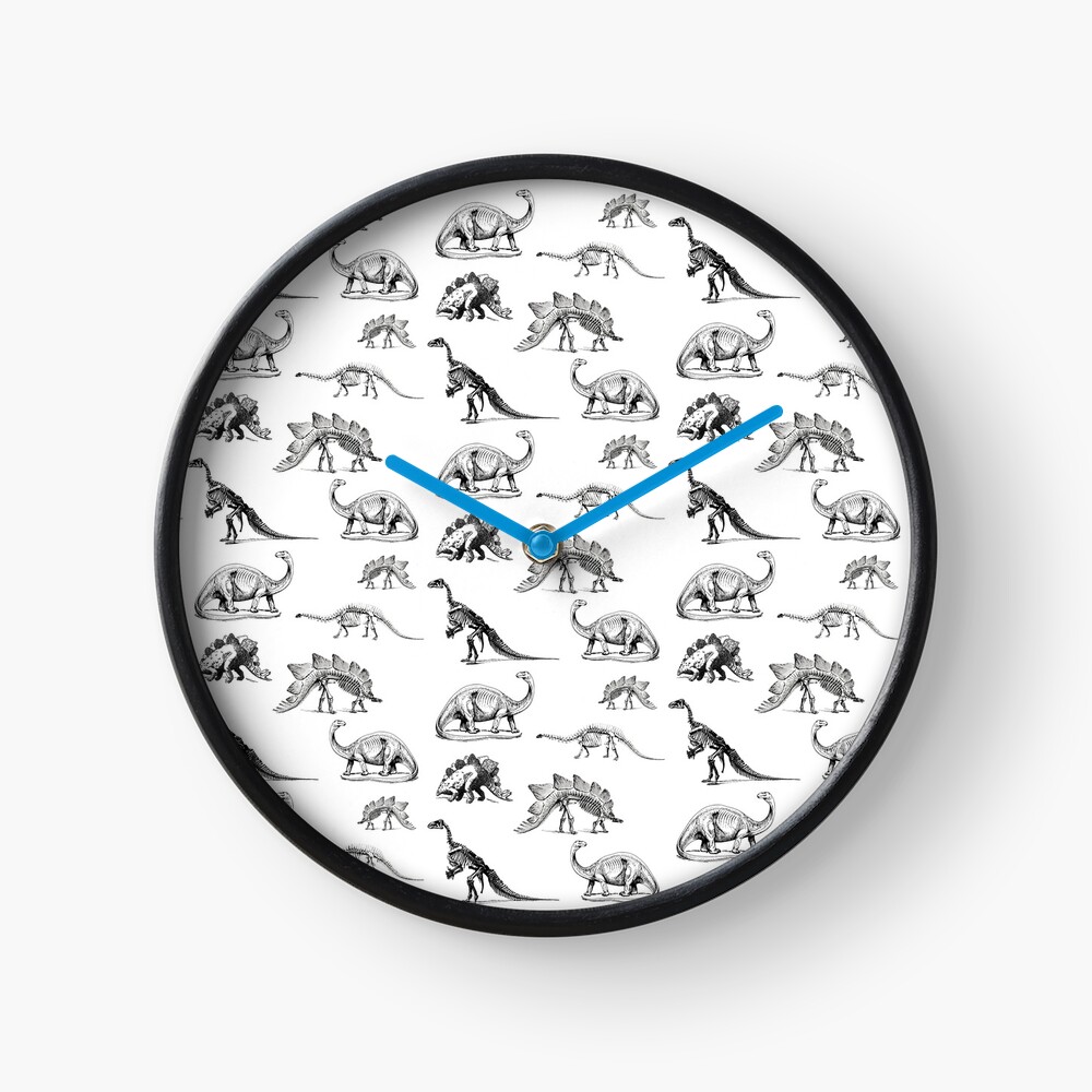 Vintage Museum Dinosaurs | Black and White Clock
