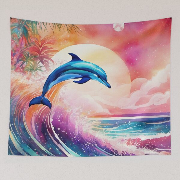 Item preview, Dolphin in a Colorful Painting Jumping  designed and sold by BirdsnStuff.