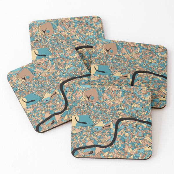 Item preview, London Map Pattern in Mid Century Pastel designed and sold by PatternMaps.