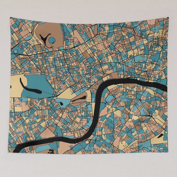 Item preview, London Map Pattern in Mid Century Pastel designed and sold by PatternMaps.
