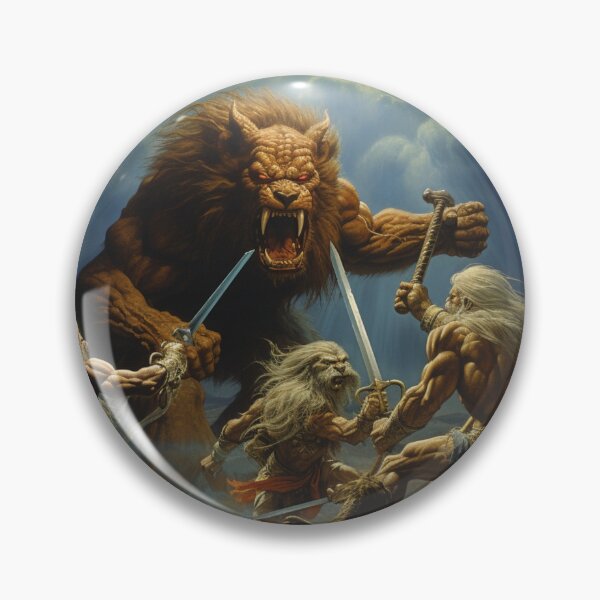 Item preview, Valiant warriors battling ancient beast Image #3 designed and sold by Demonik-Art.
