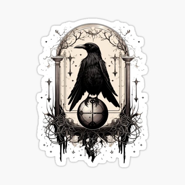 Item preview, Black raven crow,Tarot lovers, gothic skeleton, skeleton skull aesthetic, retro halloween designed and sold by Mateusz Majcherek.