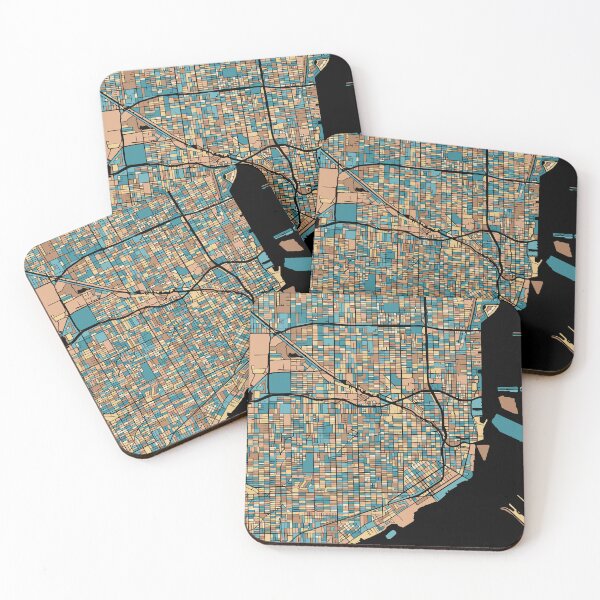 Item preview, Miami Map Pattern in Mid Century Pastel designed and sold by PatternMaps.
