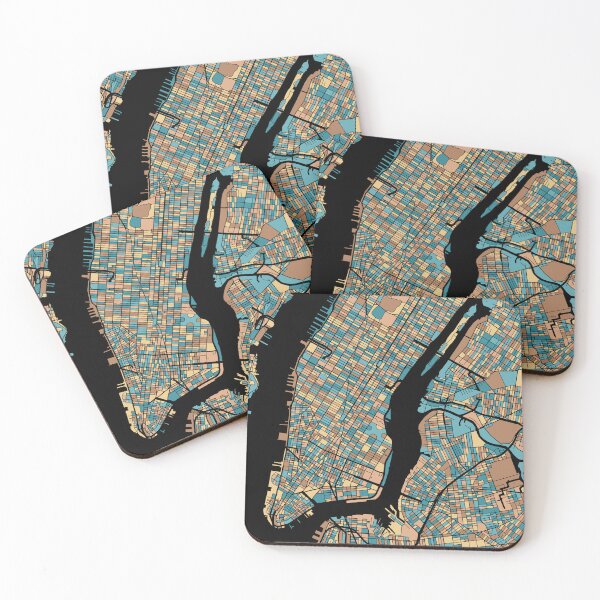 Item preview, New York Map Pattern in Mid Century Pastel designed and sold by PatternMaps.
