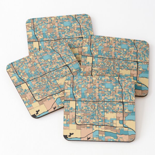 Item preview, Phoenix Map Pattern in Mid Century Pastel designed and sold by PatternMaps.