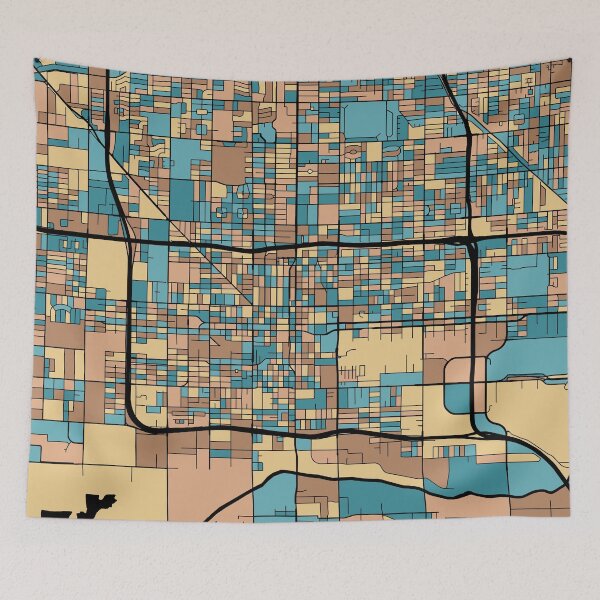 Item preview, Phoenix Map Pattern in Mid Century Pastel designed and sold by PatternMaps.