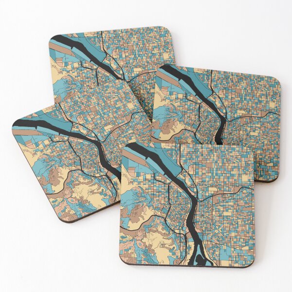 Item preview, Portland Map Pattern in Mid Century Pastel designed and sold by PatternMaps.
