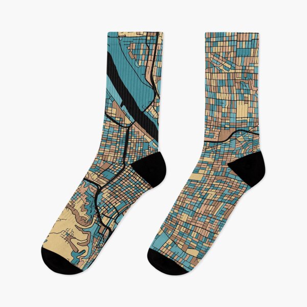Item preview, Portland Map Pattern in Mid Century Pastel designed and sold by PatternMaps.
