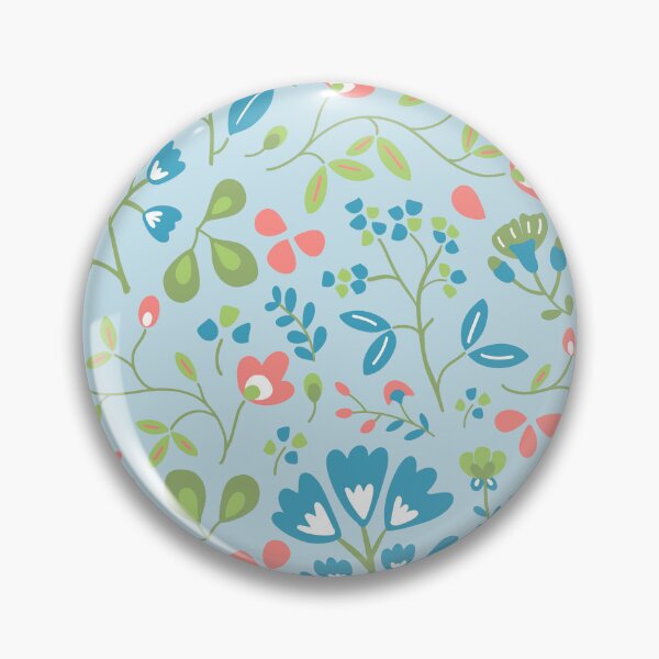 Item preview, Bright blue and green floral botanical pattern designed and sold by Fern and Quill.