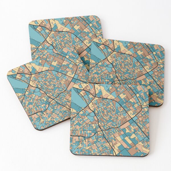 Item preview, San Jose Map Pattern in Mid Century Pastel designed and sold by PatternMaps.