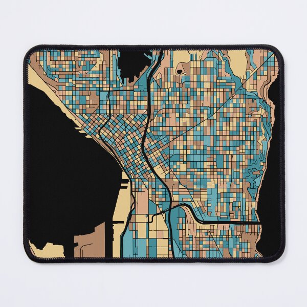 Item preview, Seattle Map Pattern in Mid Century Pastel designed and sold by PatternMaps.