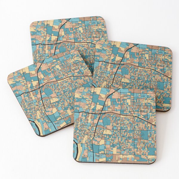Item preview, Albuquerque Map Pattern in Mid Century Pastel designed and sold by PatternMaps.