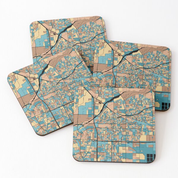 Item preview, Bakersfield Map Pattern in Mid Century Pastel designed and sold by PatternMaps.