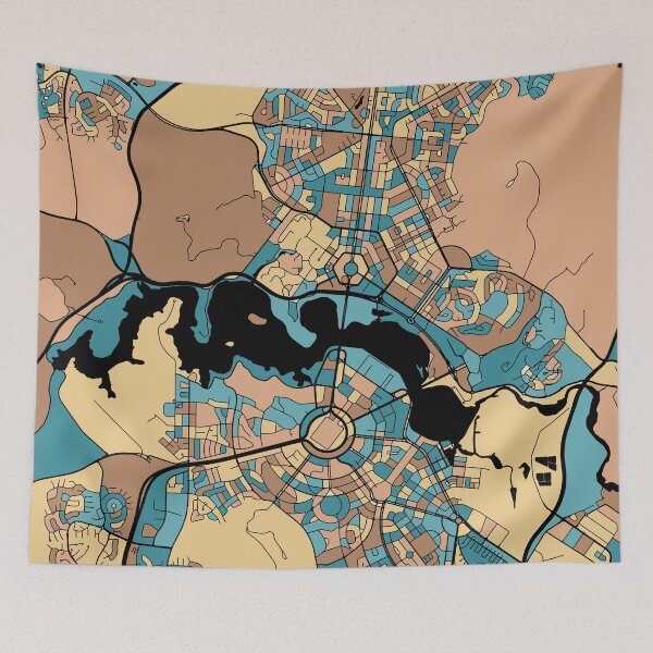 Item preview, Canberra Map Pattern in Mid Century Pastel designed and sold by PatternMaps.
