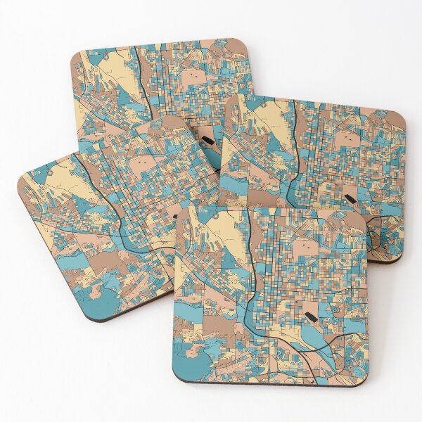 Item preview, Colorado Springs Map Pattern in Mid Century Pastel designed and sold by PatternMaps.