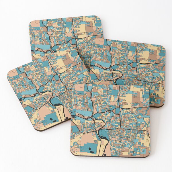 Item preview, Columbus Map Pattern in Mid Century Pastel designed and sold by PatternMaps.