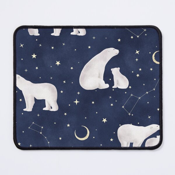 Item preview, Polar bear and stars watercolor print. Great Bear, Little Bear constellation. Cute animal fantasy allover print. Magic starry night designed and sold by likapix.