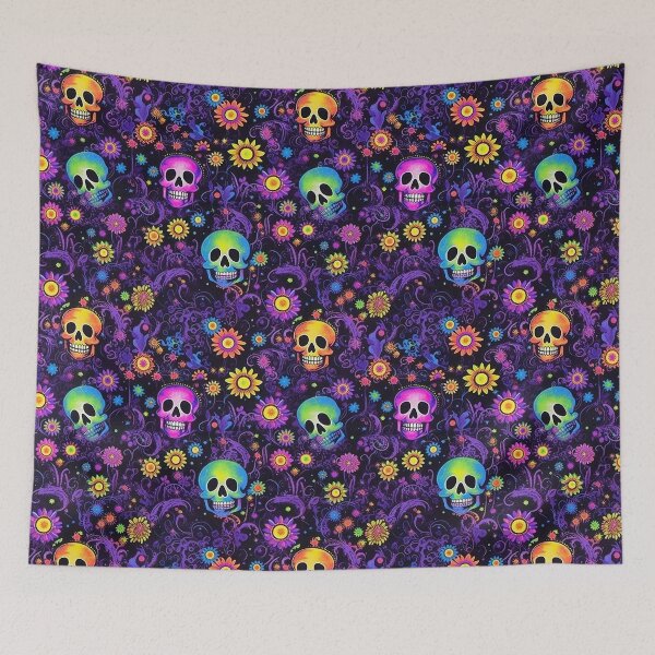 Item preview, Cosmos Halloween, skull with flowers,  Blacklight Painting designed and sold by llds03102522.