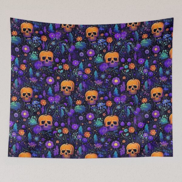 Item preview, Cosmos Halloween, skull with flowers,  Blacklight Painting, designed and sold by llds03102522.