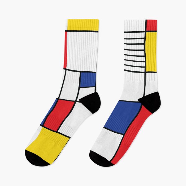 Item preview, 1980s Mondrian-Inspired Abstract Art - yellow, blue, red, black, white designed and sold by Arubi-Art.