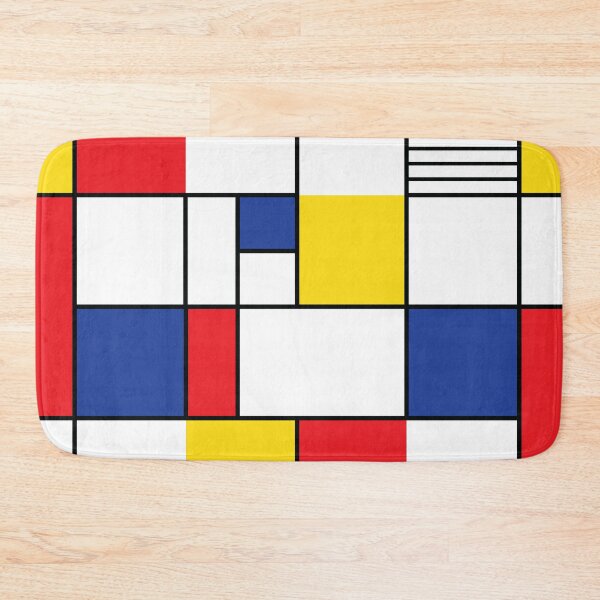 Item preview, 1980s Mondrian-Inspired Abstract Art - yellow, blue, red, black, white designed and sold by Arubi-Art.