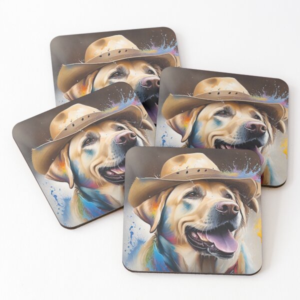 Item preview, Labrador Dog Portrait With a Cowboy Hat  designed and sold by Wolfheartart.