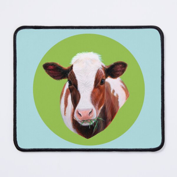 Item preview, Red Cow (blue background) designed and sold by SandraWarmerdam.