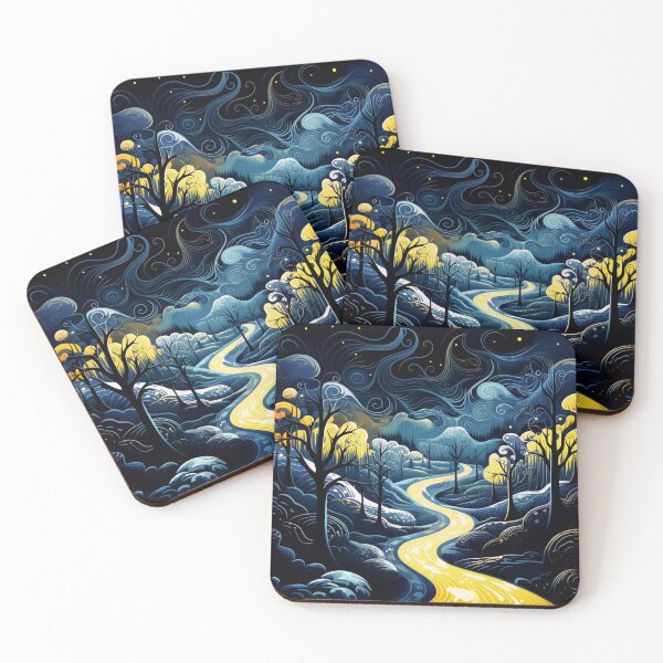 Item preview, Dark Night Landscape Art - Moonlit Sky & Serene Nature designed and sold by JustArtDesign9.
