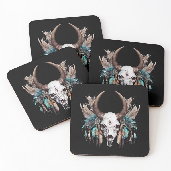 Item preview, Bohemian decor, Ethnic skull, Watercolors designed and sold by Katarzyna Dembek.