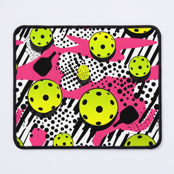 Item preview, Pink, black and yellow pickleball pattern on white  designed and sold by EvieWoj.