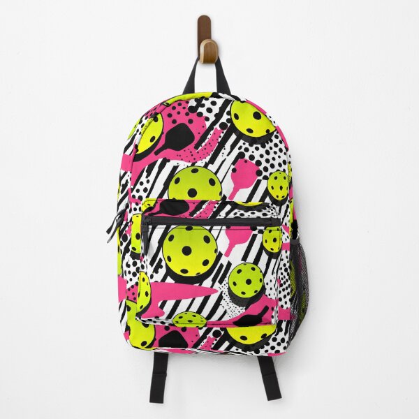 Item preview, Pink, black and yellow pickleball pattern on white designed and sold by EvieWoj.