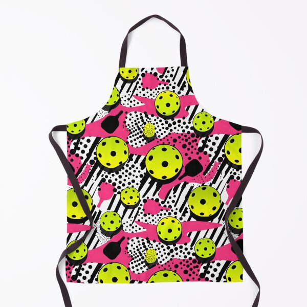 Item preview, Pink, black and yellow pickleball pattern on white designed and sold by EvieWoj.