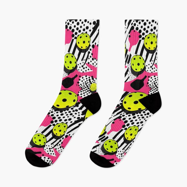 Item preview, Pink, black and yellow pickleball pattern on white  designed and sold by EvieWoj.