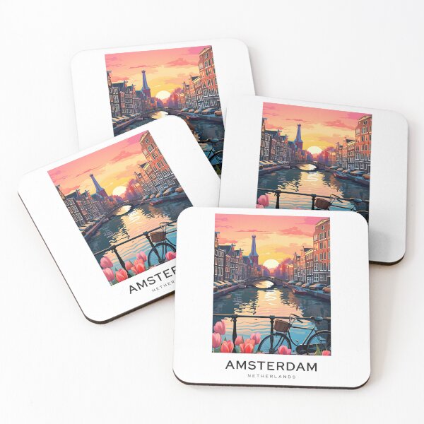 Item preview,  Amsterdam Netherlands - Digital Art Illustration Travel Poster designed and sold by TravelMarvel.