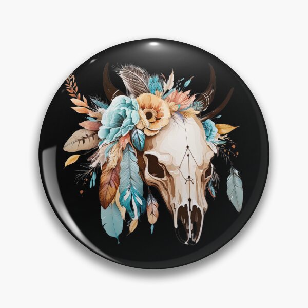 Item preview, Bohemian style, Ethnic skull, Watercolors designed and sold by Katarzyna Dembek.