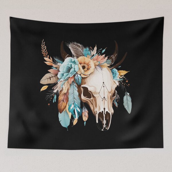 Item preview, Bohemian style, Ethnic skull, Watercolors designed and sold by Katarzyna Dembek.