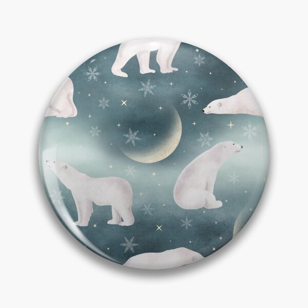 Item preview, Cute Polar bear, stars, snowflakes and moon watercolor print. Sweet animal fantasy allover print. Magic starry winter night  designed and sold by likapix.