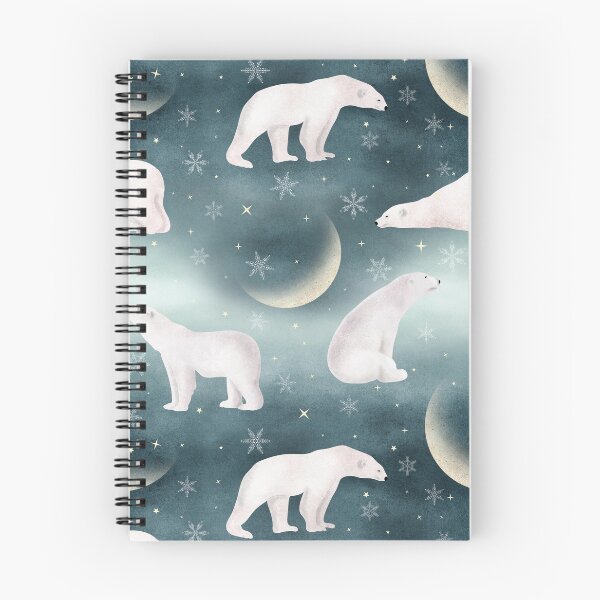 Item preview, Cute Polar bear, stars, snowflakes and moon watercolor print. Sweet animal fantasy allover print. Magic starry winter night  designed and sold by likapix.