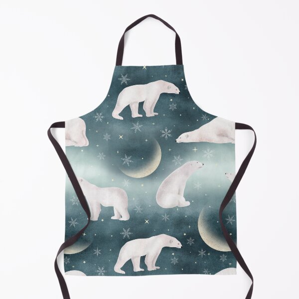 Item preview, Cute Polar bear, stars, snowflakes and moon watercolor print. Sweet animal fantasy allover print. Magic starry winter night  designed and sold by likapix.