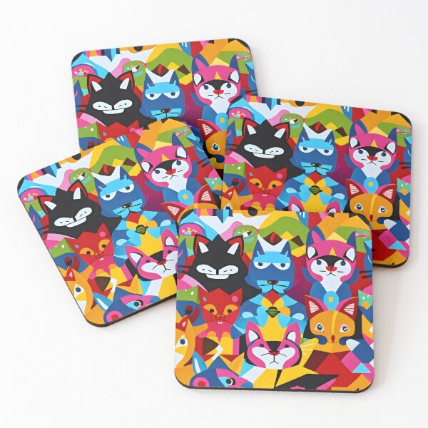 Item preview, Cute playful abstract deformed geometric cats designed and sold by AIPerfection.