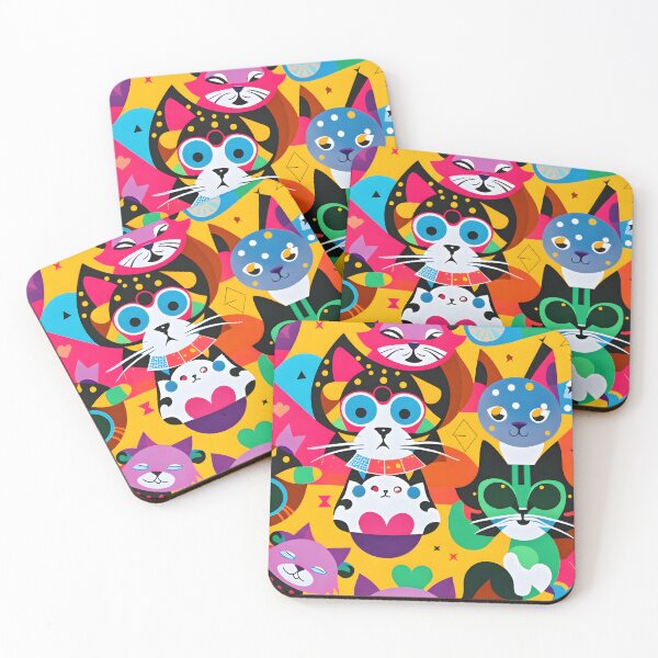 Item preview, Cute playful abstract deformed geometric cats designed and sold by AIPerfection.